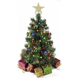 PREXTEX 23-Inch DIY Mini Christmas Tree with Lights - New